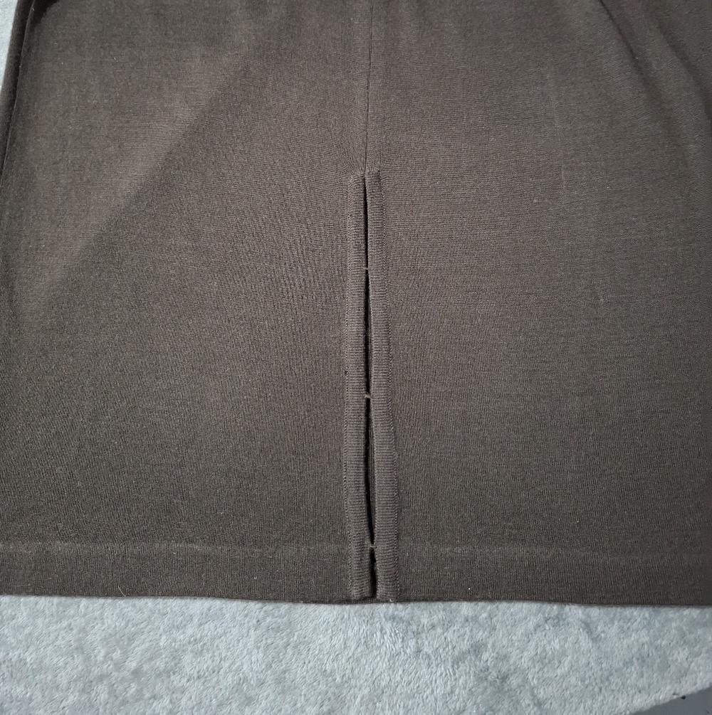 Maggy London XL Brown Wool Blend 2-Piece Knit Sweater Dress & Fringe Poncho Set - Picture 16 of 16